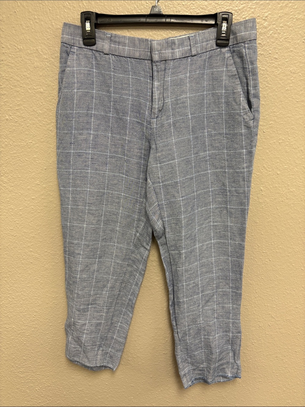 Ladies Light Blue Windowpane Dress Pants